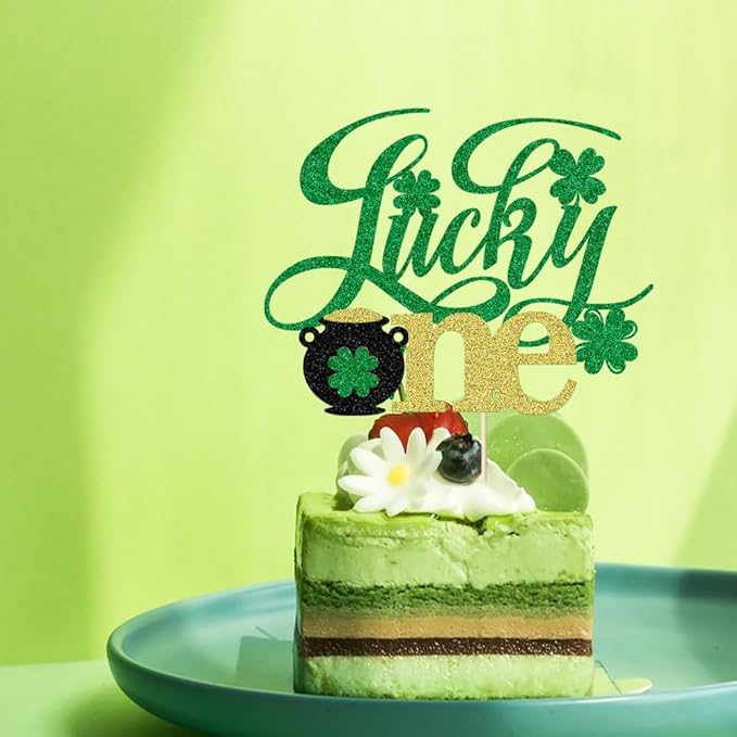 Lucky One cake topper -for St.Patrick's Day Theme Baby Shower Kids 1st Birthday Party Decorations Supplies