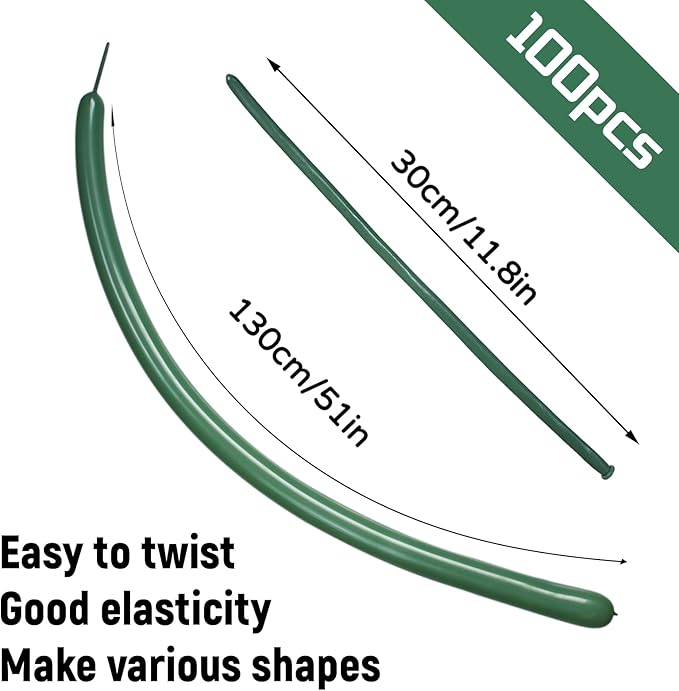 100pcs Sage Green 260 Balloons, Thickening Latex Green 260q Balloon for Animal Model, Long Twisting Balloons for Halloween Xmas Presents, Animal Shape, Birthdays Clowns. (Sage Green)