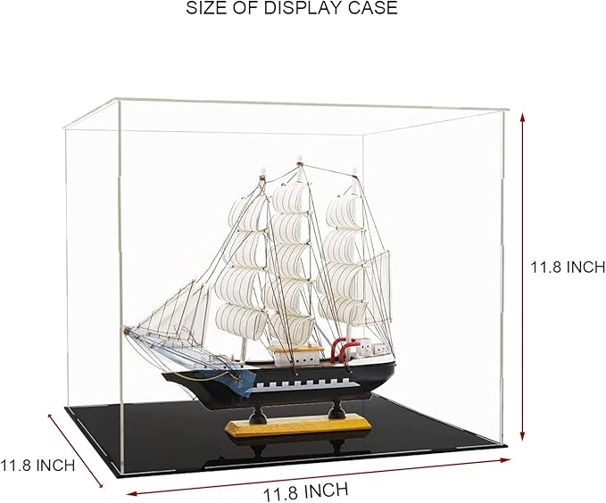 Clear Acrylic Display Case,Self-Assembly Acrylic Display Box,Countertop Box Cube Organizer Stand Riser Dustproof Protection Showcase for Action Figures Toys Collectibles (11.8x11.8x11.8 inch)