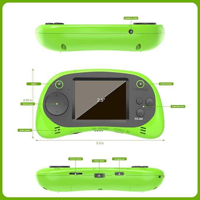 Handheld Games for Kids -16 Bit Retro Video Game with 220 HD Electronic Games - 2.5'' IPS Portable Travel Game Gifts for Boys Girls Ages 4-12
