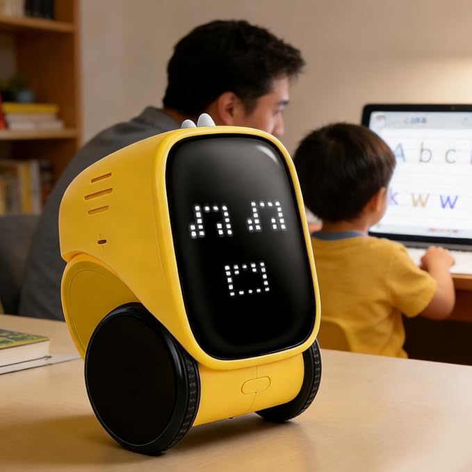 TOPINCN Smart Charging Robots for Kids, Interactive Smart Robotic with Touch Sensor for Boys Girls, Story Machine Remote Control Programming Toy for Early Education Learning (Yellow)