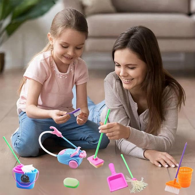 Doll House Accessories and Furniture Set, Miniature Bucket Doll Housework Cleaning Supplies Mini Dollhouse Accessories Dollhouse Furniture Decoration for 11.5 inch Doll (Doll House Cleaning)