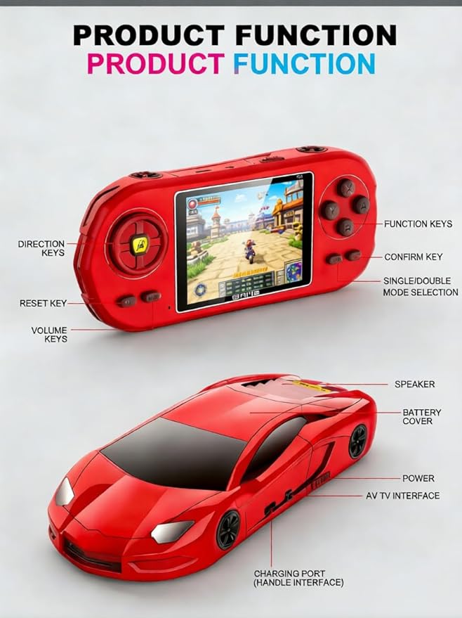 Handheld Game Console Preloaded 300 Retro Video Games,Portable Gaming System Rechargeable Battery 3.0" IPS Screen, Mini Arcade Electronic Toy Birthday Present Gifts for Family Friend
