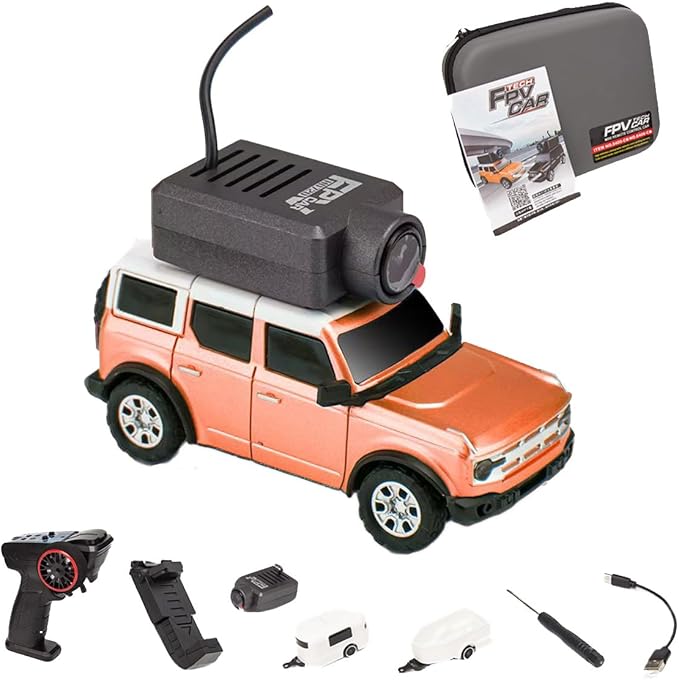 WL 6405-C 1/64 FPV RC Car, Full Proportional Mini Remote Control Car with APP Auto-Pairing, WiFi Module Control, Camera - Includes Storage Case ＆ Tow Trailers (RTR Version)