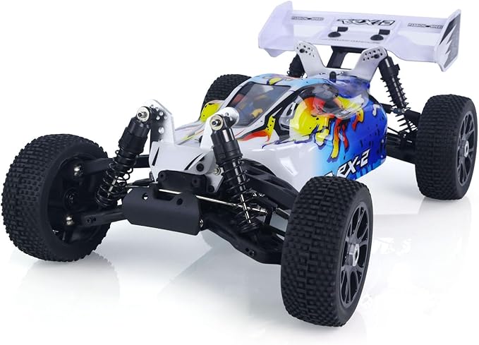1/8 RH812 Remote Control Off Road Vehicle AWD High Speed RC Model Car 6KG Servo Metal Upper Control Arms Rear Wing Charger Hobby Grade Model for Adult(Blue)