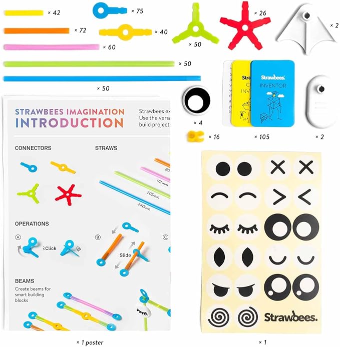 Strawbees Imagination Kit - Educational Connecting Toys for Makers & Families, Building Toy Toolbox with Straws and Connectors for Creative STEM Exploration in Schools & Home Learning