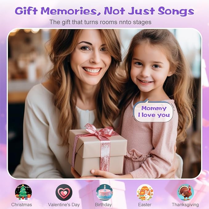 Mini Karaoke Machine for Kids: 2026 TOP Toy Gift Idea Karaoke Speaker for Girls Boys Ages 3-12+, Portable Singing Player with 2 Wireless Mics for Birthday Christmas, Car Ride Family Home Party Singing