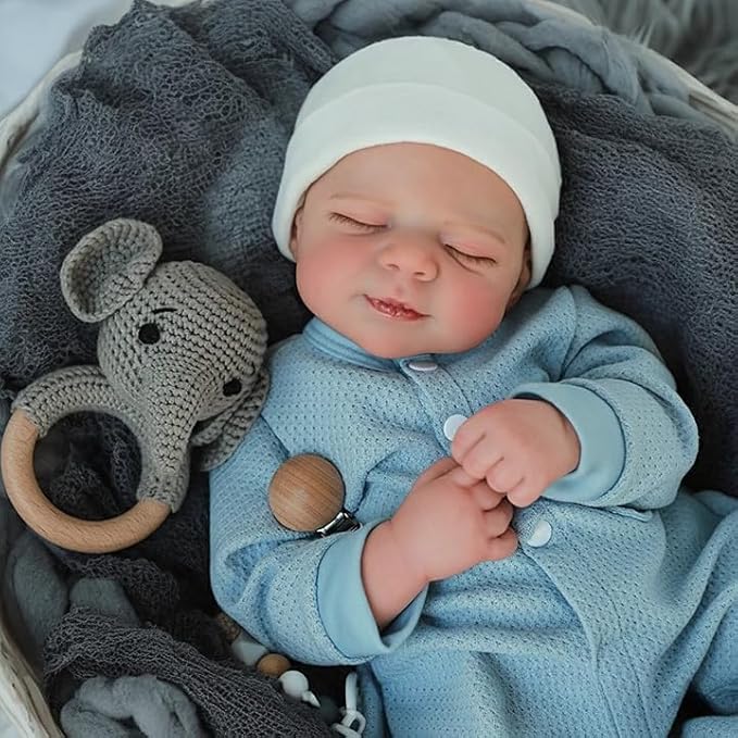 WOOROY Lifelike Reborn Baby Dolls- 18 Inch Baby Boy Doll, Full Vinyl Body Sleeping Dolls, Poseable Real Life Newborn Realborn Birthday Gift Toy with Doll Accessories for Kids 3+
