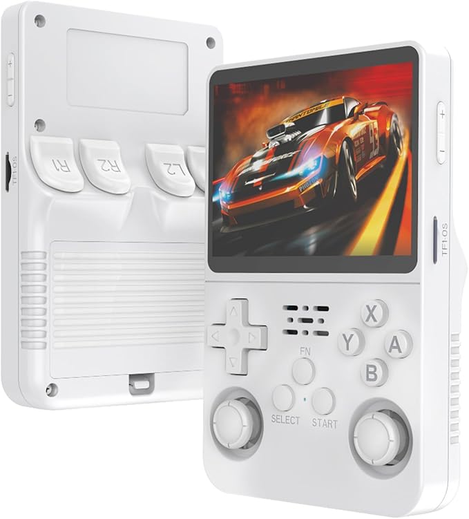 R36S Handheld Game Console 3.5-in 640*480 IPS OCA Screen 3200mAh Opensource System RK3326 Pure White