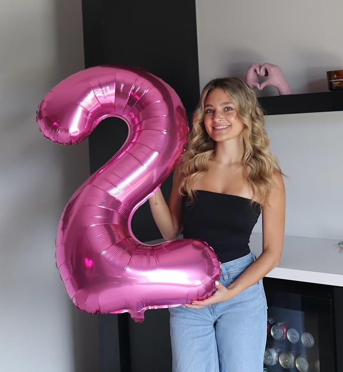 40 Inch Pink Number 4 Balloon, Giant 4 Number Balloons for 4th Birthday Decorations, Party Supplies for Baby Boy Girl, Pink Party Decor
