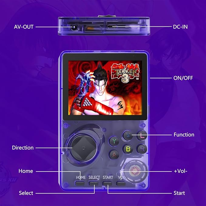 16 Bit Game Console 2.8-inch Super Wide Lcb Preloaded 100 HD Handheld Video Game Seniors Electronic Games Player Birthday Present Xmas (Transparent Purple)