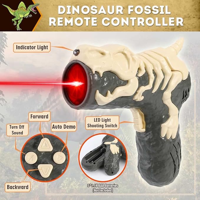 Mini Tudou Remote Control Dinosaur Toys,RC Walking Robot Dinosaur Toy with Light Chasing Remote Control,Auto Spraying and Roaring,Jurassic Spinosaurus Dino Toys for Kids Boy 4 5 7 8-12 Year Old