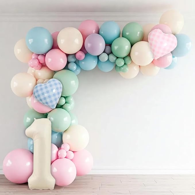 Pink Green Blue Balloon, 60 Packs 12 Inch Pastel Pink Blue Light Sage Green White Balloons for Baby Shower Happy Easter Wildflower Tea Party 1st Birthday Decorations