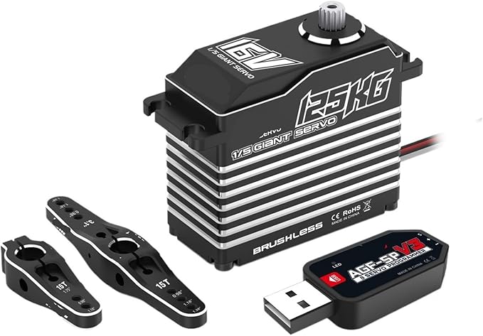 A280BVSW 125KG 16V Super Torque 3S/4S Brushless Waterproof 1/5 Scale Giant Remote Control Servo(A280BVSW Black Set1)