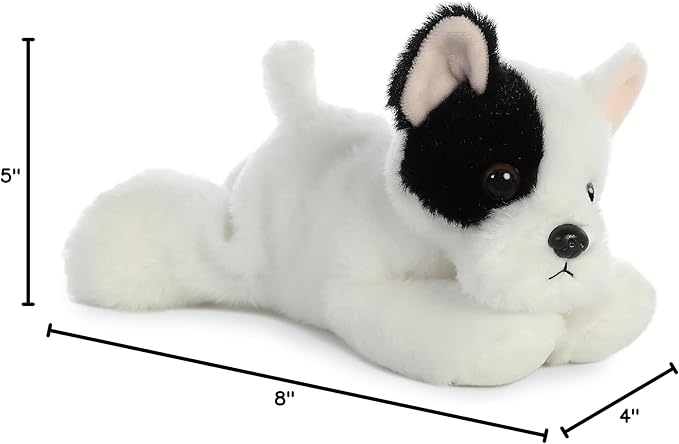 Aurora® Adorable Mini Flopsie™ French Bulldog Pup Stuffed Animal - Mini Companions Ready for Playful Adventures - for Kids All Ages, Toddlers, Adults, and Families - White 8 Inches