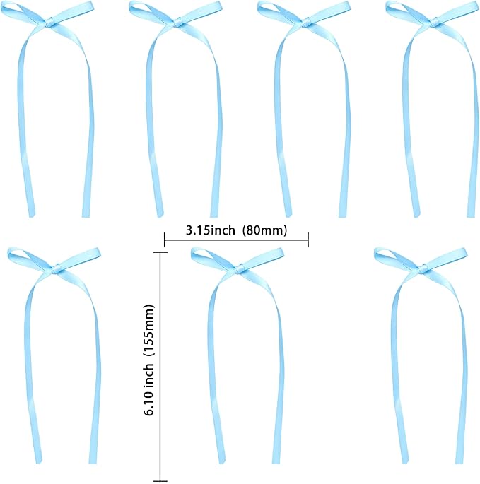 Ephlyn 30Pcs Bow Cupcake Toppers Valentine's Bowknot Ribbons Coquette Bow High Footed Cup Balloon Wall Party Decorations Cake Dessert Picks Baby Girl Birthday Wedding Party Supplies Lake Blue