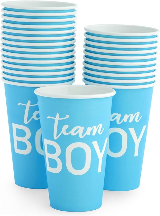Paper Party Cups, Gender Reveal Party Supplies (12 oz, Pink and Blue, 50-Pack)