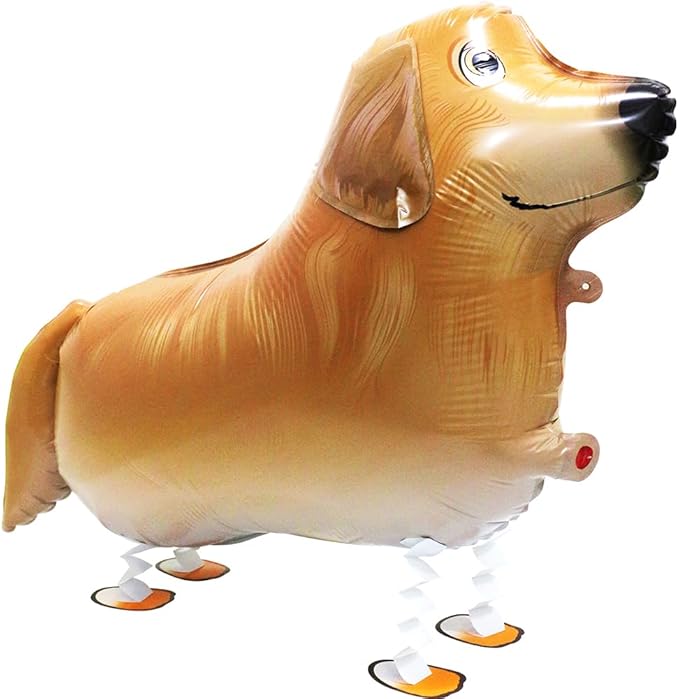 Cute Pet Walking Animal Dog Balloon Walk Golden Retriever Balloons, 4 Pack Air Walkers Puppy Balloons Golden Retriever Dog Party Decoration for Baby Shower Birthday Party Supplies