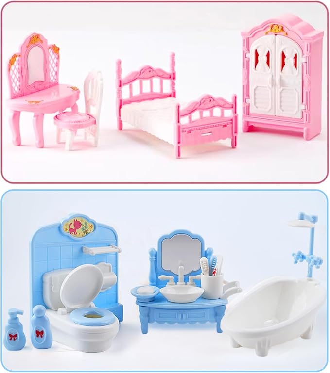 35 Pcs Dollhouse Furniture Accessories Set Mini House Furniture Small Dollhouse Miniature Furniture Play House Accessories 1:12 Tiny Kitchen Bedroom LivingRoom Bathroom Boy Girl Toddler3Y+