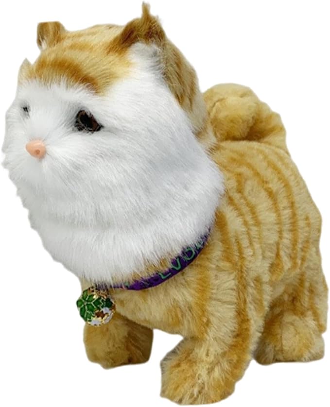 Electronic Walking Cat Toy, Robotic Pet, Vivid, Realistic, with Moving Tail, and, for Children, Yellow