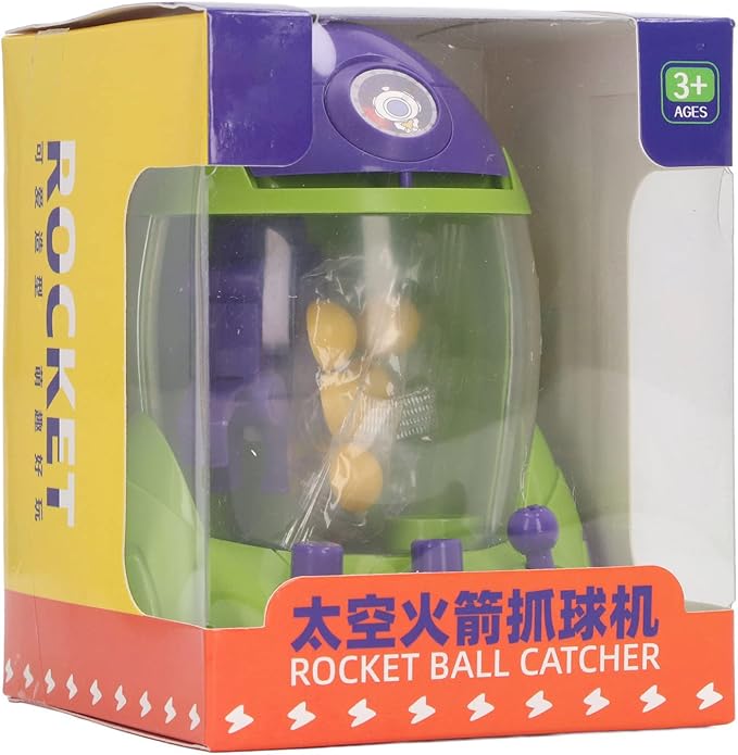 Portable Mini Space Rocket Claw Machine for Children, Colorful Tabletop Game Machine for Kids Interactive Play