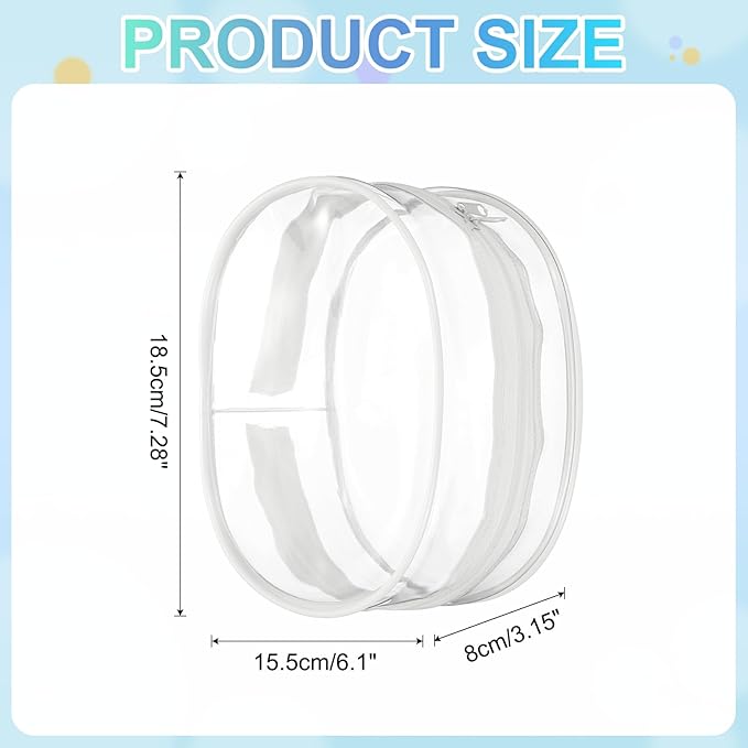 uxcell Figure Display Bag, 6.1 x 3.1 x 7.3 Inch PVC Oval Portable Dolls Pouch Carrying Case Storage Bag Keychain Charm for Showing Off Boxes Dolls, Milky White