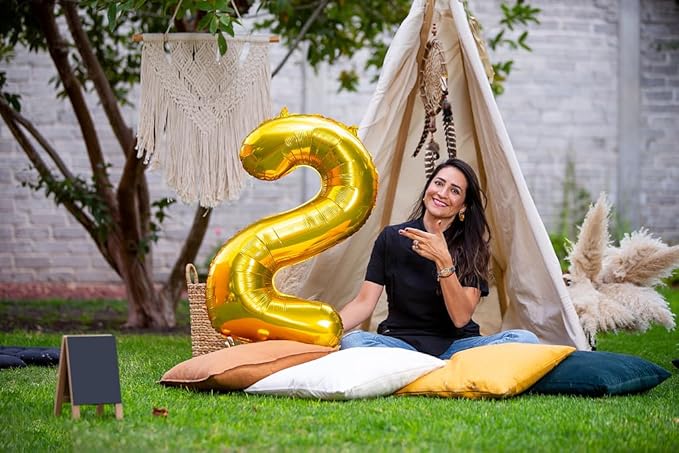 Gold 40 Inch Big Number Balloon Birthday Decoration, Number 2 Helium Balloon 12 22 23 24 26 2025 New Years Celebration, Boy Girl Baby Anniversary Party Graduations Supplies Decorations