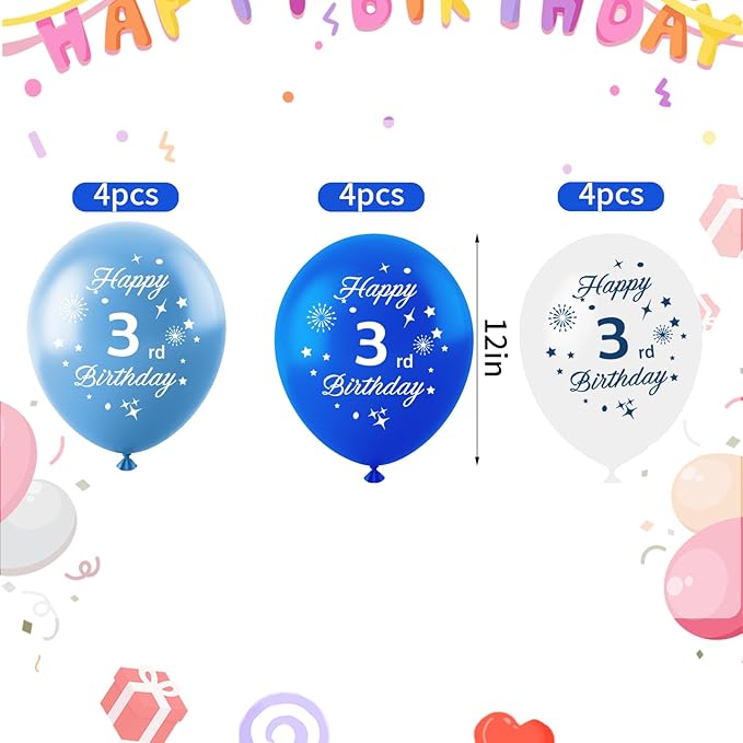 Blue 5th Birthday Balloons for Boys Girls 5th Birthday Party Decorations, 12inch 16pcs Blue White Happy 5th Birthday Balloons, Party Balloons Confetti Balloons for Boys Girls Theme Party Deocorations