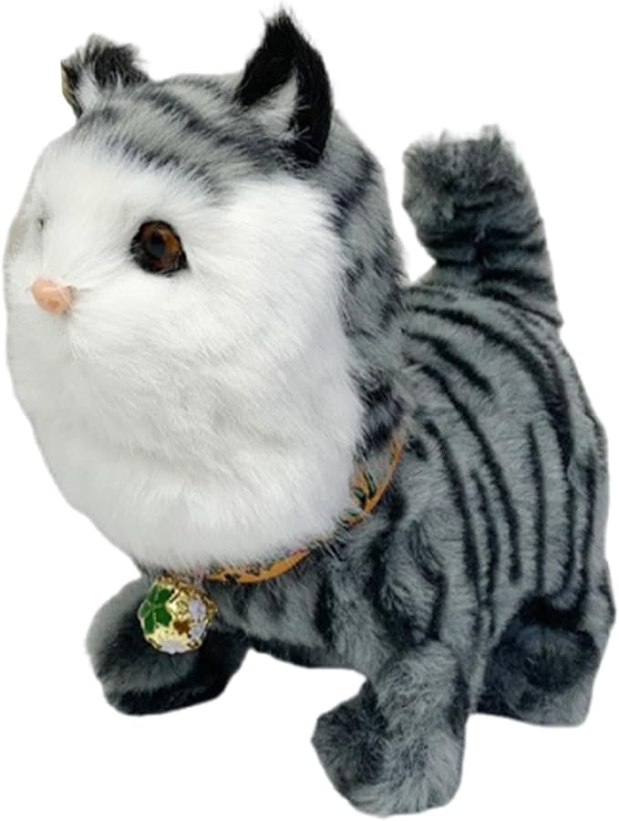 Interactive Walking Cat, Electronic Toy for Children (Girls and Boys), Gray