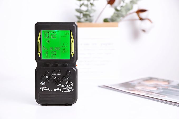Retro Brick Game Console Large Screen with Green Backlight Built-in 23 Multi-Mode Block Games Classic Nostalgia Speed and Difficulty Adjustable Powered by 2 AA Batteries (Black)
