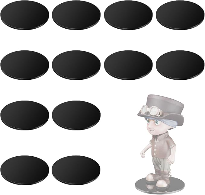 Cosmos 12 Pcs Round Action Figure Stand Base Acrylic Figure Display Stands Miniature Bases Mini Doll Model Display Holder Accessories for Figures, Dolls, Small Collectibles (Solid Black, 50mm)