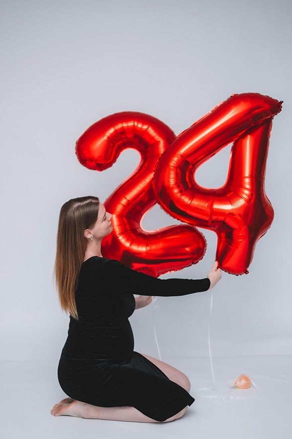40 Inch Big Red 4, Balloon Number Large Foil Helium Number Balloons 0-9 Jumbo Giant Happy 4th Birthday Party Decorations for Boy or Girl Huge Mylar Anniversary Party Supplies