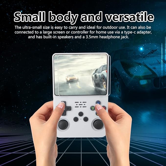 New Upgraded R36S Retro Handheld Game Console with 128G 3.5 Inch IPS Screen Built-in 15000+ Classic Games Open Source Linux System Portable Pocket Video Player (White )