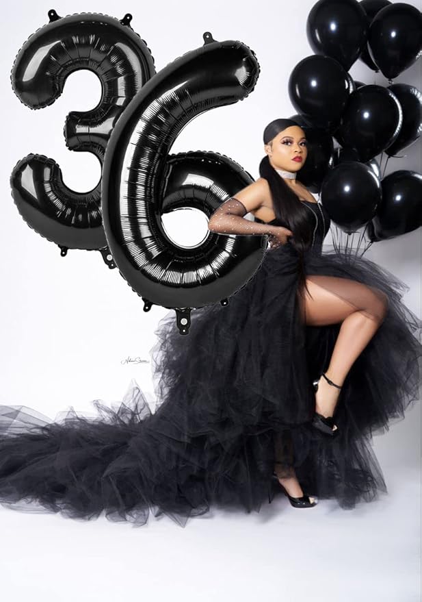 40 Inch Black Number Balloon 0-9(Zero-Nine), Big Size Happy Birthday Balloon, Foil Helium Big Number Balloon for Birthday Celebration Decorations Graduations Anniversary Photo Shoot