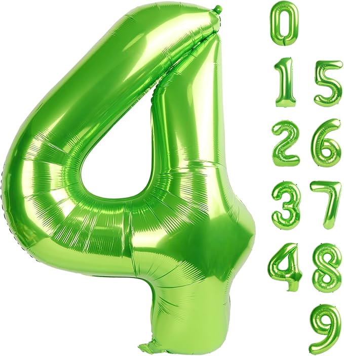 40 Inch Large Numbers Balloon, 4 Light Green Ballon for 4th 14 40 44 Birthday Party, Balloon 4 Number for Graduations Wedding Supplies