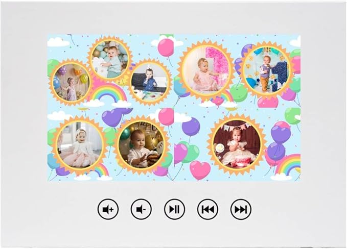 Personalized Infant Birthday Video Greeting Card – Create Slideshow with Your Photos – Cute Baby Gift – 7” IPS Display, 256MB Memory, Rechargeable Battery, Instant Playback Feature