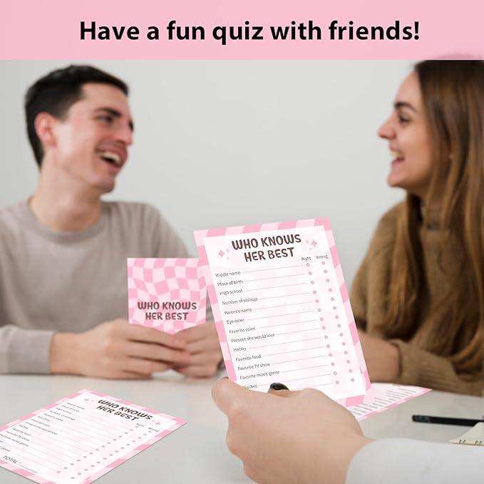 Birthday Party Games - Who Knows Her Best, Who Know The Birthday Best, Party Games for Women, Set of 20 Cards, Age 15+ - FS266