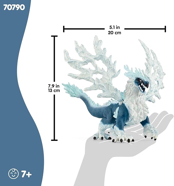 Schleich Eldrador Creatures - 8" Ice Dragon Toy - Movable Wing Action Figure for Boys and Girls - Mythical Creature Figures - Fantasy Beast Figurine - Monster Dragon Toys - Kids Ages 7+ | 70790