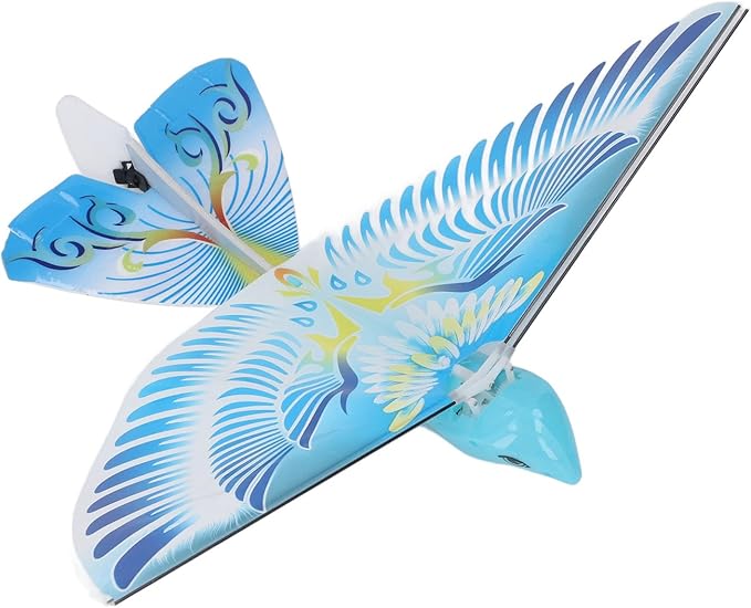Flying RC Bird Toy 2.4GHz USB Charging LED Flapping Bird for Indoor Outdoor (Blue)