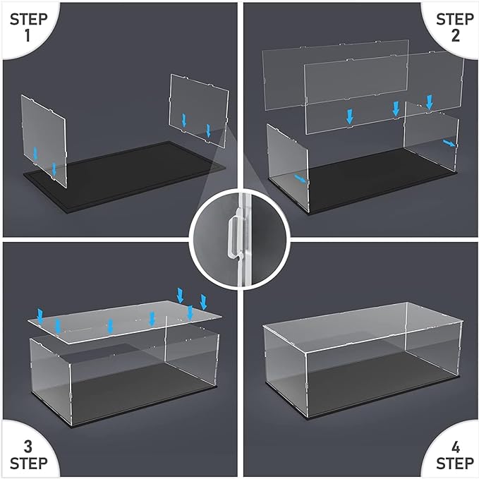 Thickened Clear Acrylic Display Case for Lego 21042 Statue of Liberty Collectibles, Self-Assembly Transparent Box Protection with Wood-Plastic Base & String Light, Black Inside 7.9x7.9x19.7 inch
