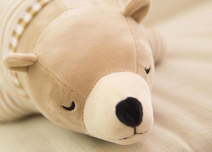 MMTTAO Stuffed Polar Bear Animal Plush Toy 24 Inch Large Brown Sleeping Bear Animal Stuff Soft Plushies Cute Dolls Collection Huggable Pillow Cushion Birthday Gift for Kids Child Boys Girls, 24Inches