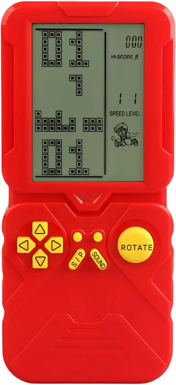 4.5-inch Block Retro Game Console Suitable for European/American Players Built-in 23 Games Racing/Tank war Adjustable Difficulty/Speed Gifts for Husbands/Boyfriends/Children Puzzle Toy (Red)