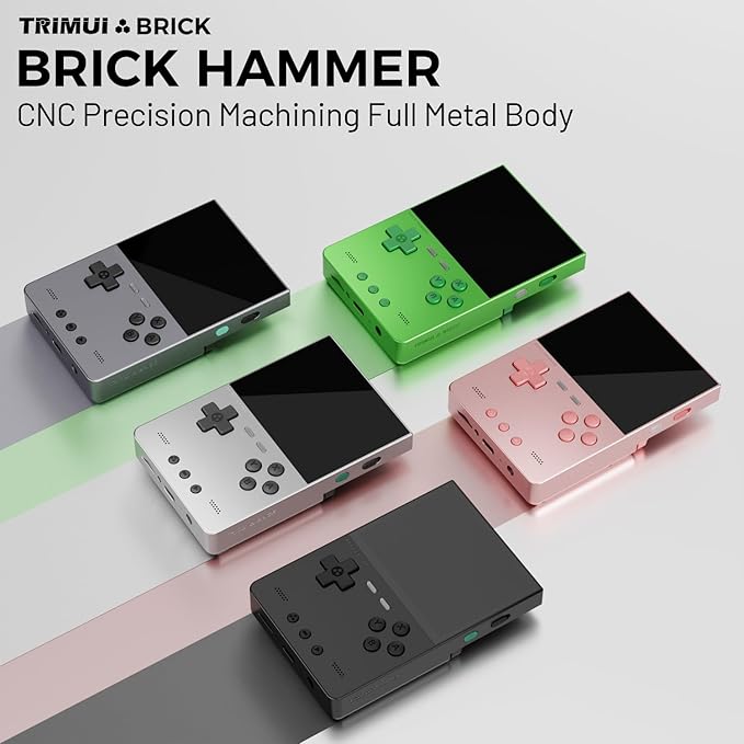 Trimui Brick Hammer Metal Body Handheld Game Console Retro Gaming Handheld 3000mah Battery Allwinner A133p 3.2" IPS RGB Lighting Vibration Pink