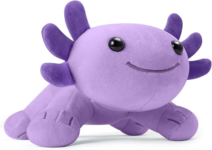10.8 inch Plush Axolotl Stuffed Animal, Axolotl Plush Toys, Cute Stuffed Cotton Plush Pillow Kawaii Salamander Gifts for Girls & Boys, Plushies has (Purple Axolotl)