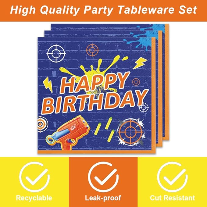 40Pcs Dart Battle Themed Party Supplies Include Plates and Napkins for 20 Guests Dart Battle Party Favors Birthday Decorations