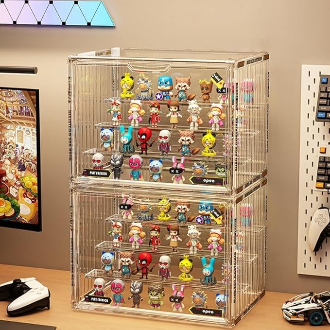 4 Tiers Clear Display Case for Figures, Acrylic Storage Organizers Box with Magnetic Door, Large Dustproof Showcase for Collectibles Action Figure