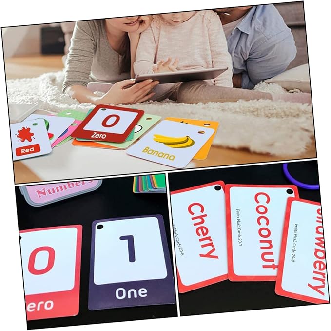 4pcs Lightweight Flash Cards for Boys and Girls Educational English Learning Cards Animals Numbers Portable Spelling and Word for Preschool Activities