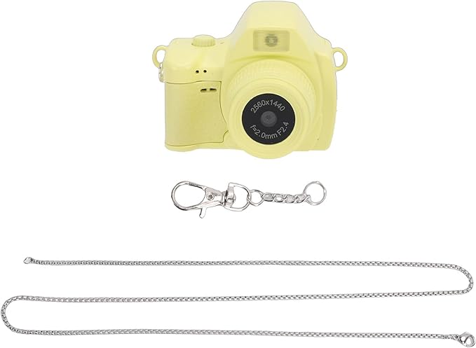 Bewinner 2K Digital Camera, Retro Keychain Camera with 1.47 Inch LCD Display and LED Light for Teens Students Travel (Yellow)