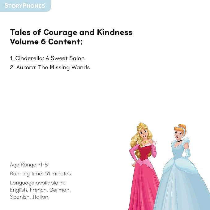 StoryShield, Disney Tales of Courage and Kindness Vol. 6, Screen-Free Audio Storytelling Disk Featuring Cinderella and Aurora