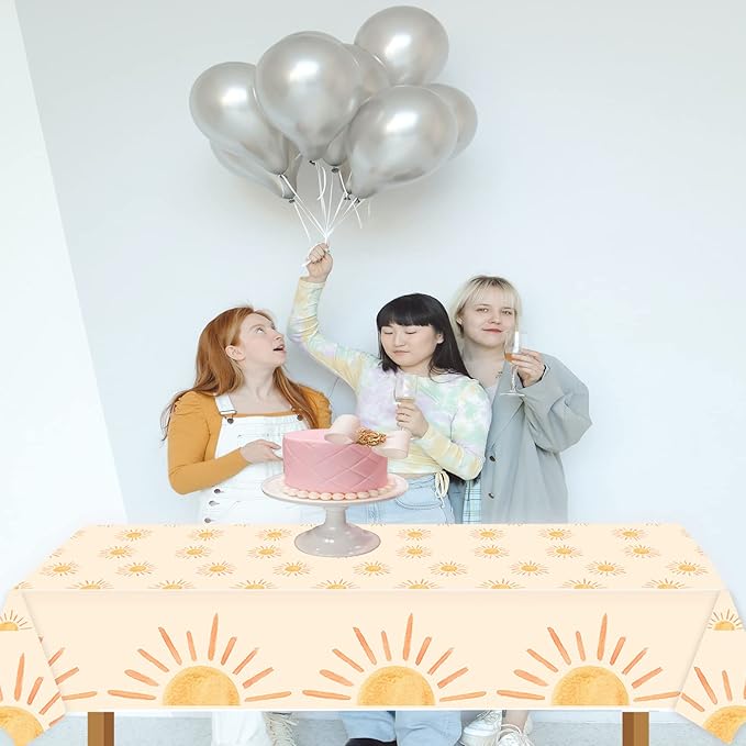 3pcs Boho Themed Sunshine Birthday Party Tablecloths Boho Party Decorations First Trip Inspired The Sun Birthday Decorations Boho Hippie Sunshine Sun Baby Shower Party Supplies Decorations